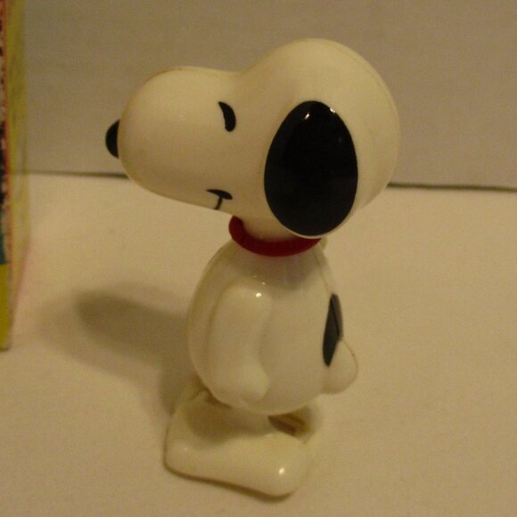 Snoopy Woodstock Vintage 1958 Black White Yellow Working Wind Up Figure With Box - Picture 9 of 12